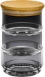 Стеклянная емкость 3-х ярусная для хранения Wilmax Thermo с бамбуковой крышкой 10х18.5 см (WL-888521/A) - изображение 1