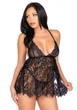 Рубашка бебі-дол Leg Avenue Floral lace babydoll & string Black L, стрінги - зображення 5