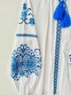 Вишиванка для дівчинки Olana Орнамент льон білий синя вишивка 140 - изображение 7