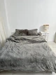 Постільна білизна плюшева євро Dushka Home 20761 200х220 см графітова - зображення 1