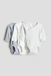 Боди (3шт) H&M 56см серый, белый полоска 907694298 - изображение 1