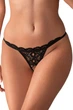 Кружевные стринги с разрезом Obsessive 831-THC-1 otwarte Черный L/XL (SO7176) - изображение 1