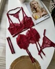 Комплект жіночої білизни з прозорого мережива SM2120/5dd Simply sexy Бордовий L - зображення 6