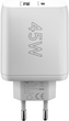 Ładowarka sieciowa Goobay USB-C PD GaN Dual Fast Charger 45 W White (4040849654121) - obraz 3