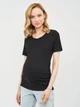 Футболка для беременных хлопковая длинная женская H&M 1090126 S Черная (KAY2000001525746) - изображение 1