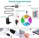Яркая цветная влагостойкая клейкая лента RGB 3528 полный комплект светодиодная 300 LED - изображение 5