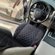 Накидки на сидіння авто з алькантари Lux Діамонд подовжений чорний ромб із чорним рядком Преміум Повний комплект - изображение 3