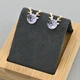 Сережки Олень з кристалами Swarovski 45528 розмір 14х12 мм колір бузковий вага 2.9 г позолота 18К - зображення 3