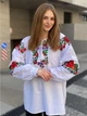 Святкова жіноча вишиванка біла "Ясміна" блуза квіткова на домотканому полотні 12606-44 (М) - зображення 1