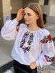Святкова жіноча вишиванка біла "Ясміна" блуза квіткова на домотканому полотні 12606-44 (М) - зображення 2
