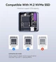 Корпус чехол с экраном DOCKCASE Pocket M.2 NVMe – защита от потери питания корпуса SSD 3s, обнаружение неисправности SSD, USB-C 3.2 (10 Гбит/с) Корпус NVMe поддерживает 2230 SSD M.2 NVMe/PCle до 2 ТБ (серый) - изображение 6