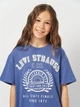 Подростковая футболка для девочки Levi's Lvg Collegiate Levis Oversized 4EK177-BIB-LQ 134-140 см Синяя (3666643076962) - изображение 4