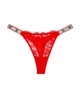 Женские трусики камни со стразами Victoria's Secret Shine Strap Lace Thong Panty L красные - изображение 3