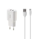 Мережевий зарядний пристрій Remax RP-U22m 2.4A 2 USB плюс кабель microUSB 220V EU білий - зображення 2