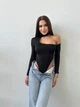Жіночий боді з довгим руковом та асиметричним вирізом Uaclothes 44-46 Чорний (like26949-71521357) - изображение 4