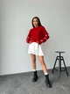 Женский свитер оверсайз красного цвета 26921 42/46 - изображение 3