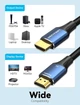 Кабель 8K HDMI 2.1 Vention Cotton Braided HDMI на Adapter Cable HDMI (5m, 8K, HDMI2.1). Blue - зображення 7