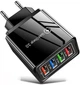 Зарядное устройство Блок питания для телефона Linktech BK382 18W 4 USB Блок зарядки для Samsung, iPhone, Xiaomi, Redmi, Huawei, Realme Black - изображение 1