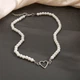 Ланцюжок з перлинами та сердечком Honey Fashion Accessories білий+сріблястий (12-197) - зображення 1