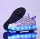 Роликові кросівки для дівчаток з LED підсвічуванням фіолетові на 4-х колесах (LR 1302) 39(25см) - зображення 1