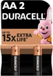 Щелочные батарейки Duracell AA (LR6) MN1500 Basic 2 шт (81545393) (5000394058163) - изображение 1