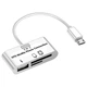 Багатофункціональний адаптер хаб кардрідер 3в1 Type-C Android USB 2.0 White - изображение 2