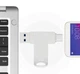 Поворотна двостороння флешка 2 в 1 OTG Брелок Накопичувач USB + Type-C JASTER 64 Gb Silver - зображення 8