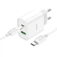 Сетевое зарядное устройство HOCO C80A Plus Rapido PD20W+QC3.0 (1Type-C/1USB) + Type-C to Type-C (White) (185989) - изображение 2