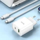 Сетевое зарядное устройство HOCO C80A Plus Rapido PD20W+QC3.0 (1Type-C/1USB) + Type-C to Type-C (White) (185989) - изображение 7