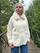 Куртка жіноча осіння з вовни "Альпака" з коміром 44-48 біла - изображение 3