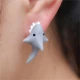 Серьги-гвоздики "рыбка" гвоздики Honey Fashion Accessories серый (12-194) - изображение 2