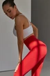 Спортивные женские леггинсы Hot для фитнеса и йоги c двойным пуш-ап V-пояс Бесшовные Однотонные M Красные (MA15000LM) - изображение 7