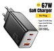 Зарядний пристрій Essager 67W GaN PD QC3.0 USB+2Type-C black (G671A2CU1) - зображення 1