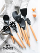 Набор кухонных принадлежностей из силикона и бамбука 12 предметов Kitchen Set Черный - изображение 2