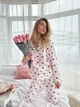 Домашняя женская пижама COSY красные сердца на белом рубашку+брюки. ХL (CS) - изображение 2