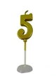 Свеча-цифра для торта "5" золотаяslim - изображение 2
