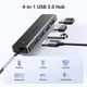Концентратор UGREEN CM219 4-Port USB 3.0 Hub портативный тонкий 4-портовый USB 5Gbps концентратор 15 см Black (25851) - изображение 4