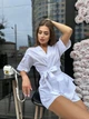 Женский льняной костюм Lotos кимоно и белые шорты. L (CS) - изображение 4
