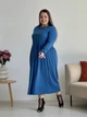 Платье в рубчик длинное осеннее женское Merlini Донато 700001391 2XL-3XL Синее (700001391_3) - изображение 5