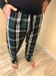 Мужские брюки пижамные COSY домашние с фланели 3XL в клеточку сине-зеленые F800P - изображение 3