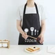 Водонепроницаемый кухонный фартук с принтом Cooking на завязках с карманом, черный с белым (87943913) - изображение 2
