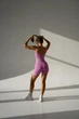 Спортивный женский комбинезон X-SPORT в рубчик с эффектом компрессии (без пушап) со съемными чашками M Розовый (KW030000M) - изображение 14
