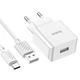 Зарядний пристрій Hoco C106A 2in1 1-USB; кабель Type-C 1 м; 2,1A, white (58442) - зображення 4