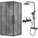 Комплект: Душова кабіна DUSEL DSL194B Black matt 1000*1000, скло прозоре+ Душова система з термостатом DUSEL CENTRO - зображення 1