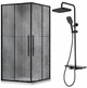 Комплект: Душова кабіна DUSEL DSL194B Black matt 1000*1000, скло прозоре+ Душова система з термостатом DUSEL BRONX - зображення 1