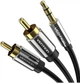 Аудіо кабель з AUX mini-Jack 3,5мм на Double RCA тюльпан Vention Metal Type 2RCA Male Cable (1,5m). Black - зображення 4