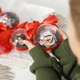 Новорічна ялинкова прикраса Кулька з фото 10 см з червоними стрічками HeyBaby - изображение 8