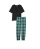 Піжама (футболка + штани) жіноча Victoria's Secret Flannel Jogger Tee-Jama XL Зеленая черная - изображение 2