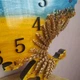 Часы 50х32 см настенные из эпоксидной смолы ручной работы "Карта Украины" с колосками (ЧЕС00000032) - изображение 5