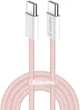 Кабель ColorWay Type-C - Type-C braided cotton PD Fast Charging 60W 3А 1 м Pink (CW-CBPDCC061-P) - зображення 1